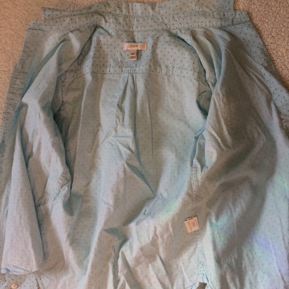sale j crew sz00 lt blu blouse green dots - Picture 3 of 8